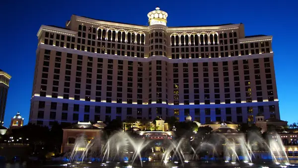 Bellagio hotel and its lake in daylight