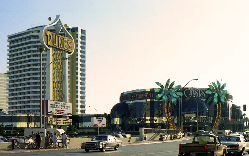 The Dunes hotel tower and sign in 1983